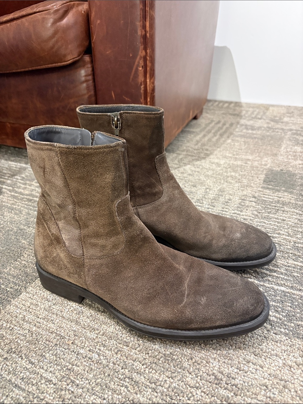 To Boot Men's Brown Suede Chukka Zip Boots